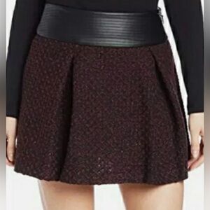 NWT BCbgeneration Black and Burgundy faux leather waist mini Skirt size 4